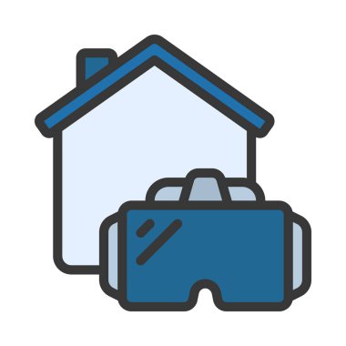 VR Ev simgesi, vektör illüstrasyonu  