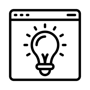 Tarayıcı simgesinde ampul, vektör illüstrasyonu