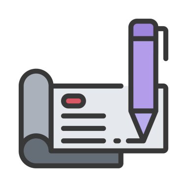 Checkbook simgesini, vektör illüstrasyonunu imzala