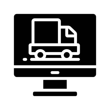 dağıtım kamyonu ikonu vektör çizimi