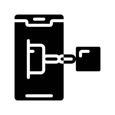 Mobil Blockchain ikon vektör illüstrasyonu 