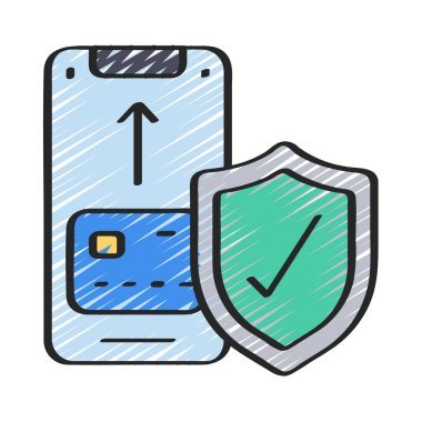 Kredi kartı koruma web simgesi vektör illüstrasyonu