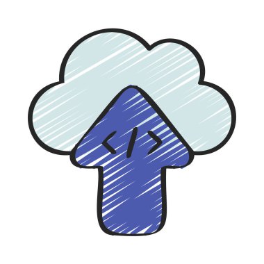 Bulut Kodu Simge Yükle, Vektör İllüstrasyonu