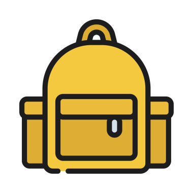 Okul çantası simgesi renk vektör çizimi    