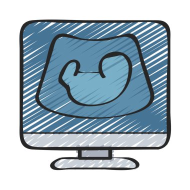 Ultrason düz simge, vektör illüstrasyonu 