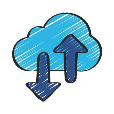 İndirme Bulut Simgesi, Vektör İllüstrasyonu