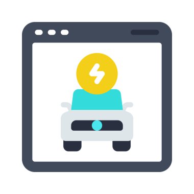Beyaz arkaplanda elektrikli araba web sitesi simgesi