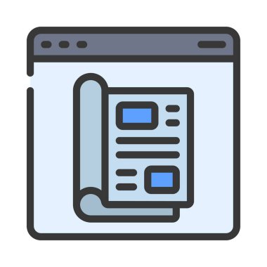 Dergi düz simgesi, vektör illüstrasyonu 