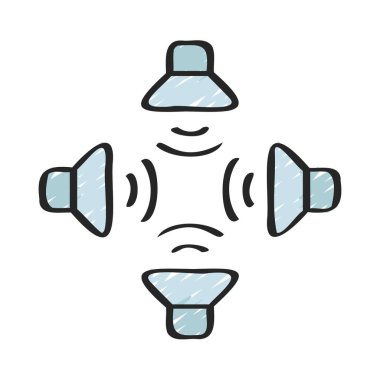 Surround Sound düz simgesi, vektör illüstrasyonu 