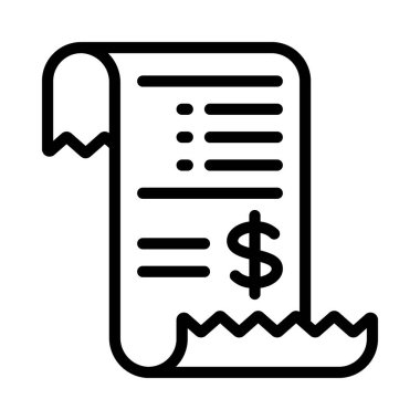 Makbuz simgesi. Beyaz arkaplanda izole edilmiş web tasarımı için vektör simgesi