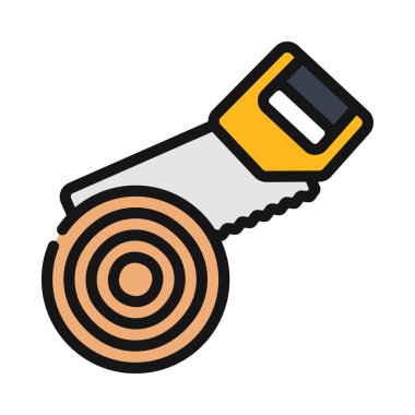 Testere Ağacı Günlük Çizgisi simgesi, vektör