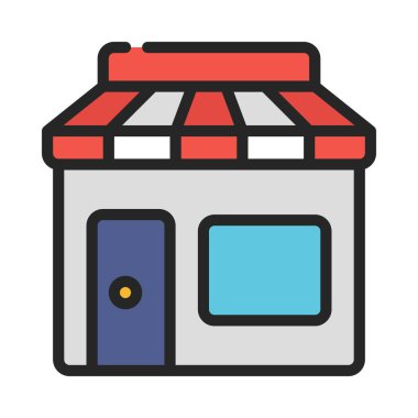 dükkan binası simgesi, vektör illüstrasyonu