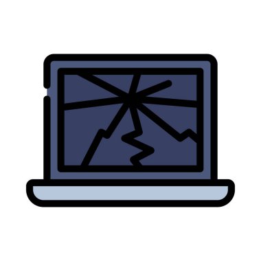 Çatlak dizüstü bilgisayar simgesi, vektör illüstrasyonu 