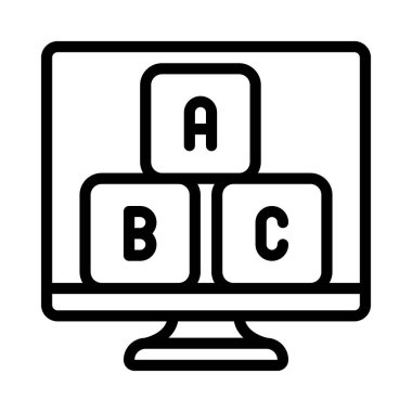  Bilgisayar simgesi üzerindeki bloklar, vektör illüstrasyonu 