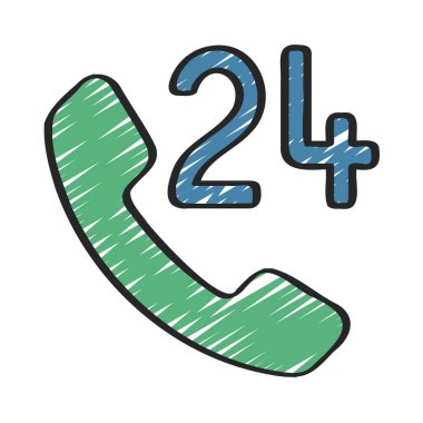 24 Saat Telefon Servisi ikon vektör çizimi 
