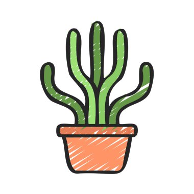 Uzun İnce Kaktüs ikonu. vektör illüstrasyonu