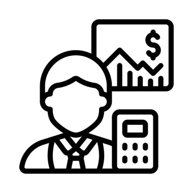 Muhasebeci Düz Simge, Vektör İllüstrasyonu 