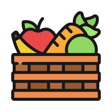 Meyve Sandığı ağ simgesi vektör illüstrasyonu