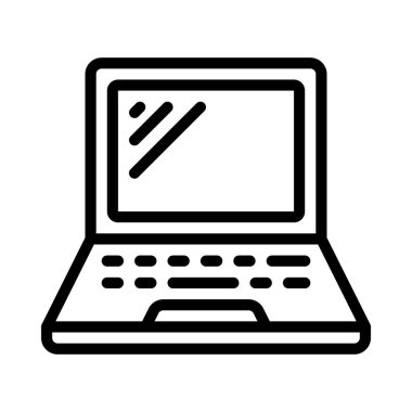 Beyaz arka plan üzerinde izole dizüstü bilgisayar simgesi