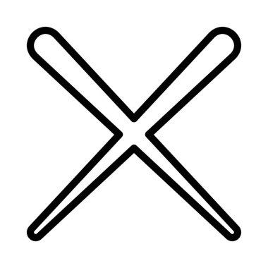 İnce Haç düz simgesi, vektör illüstrasyonu 