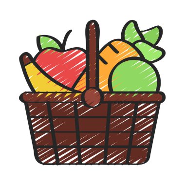 Sağlıklı Fruit Basket Web simgesi düz tasarım, vektör illüstrasyonu
