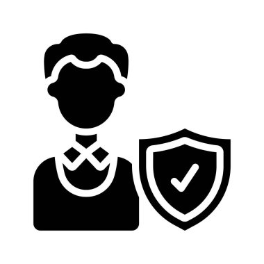 Koruma Kişi düz simgesi, vektör illüstrasyonu 