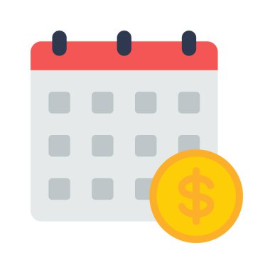 Ödeme Tarihi Zamanlama simgesi, vektör illüstrasyonu