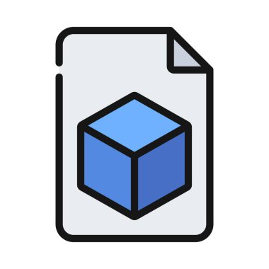 3B Tasarım Dosya simgesi, vektör illüstrasyonu