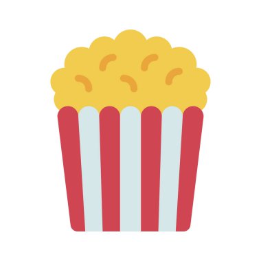 Beyaz arkaplanda patlamış mısır simgesi vektör çizimi            