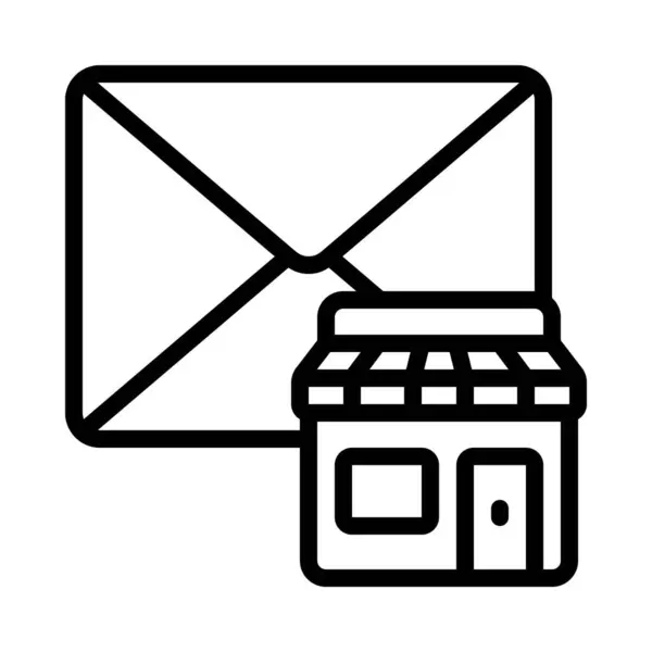 Mail Obchodu Izolované Ikony Bílém Pozadí — Stockový vektor