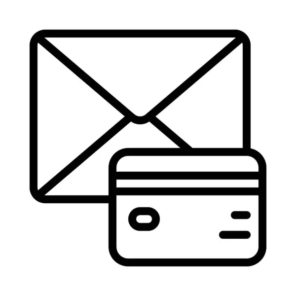 Email Con Carta Credito Icona Isolata Sfondo Bianco — Vettoriale Stock