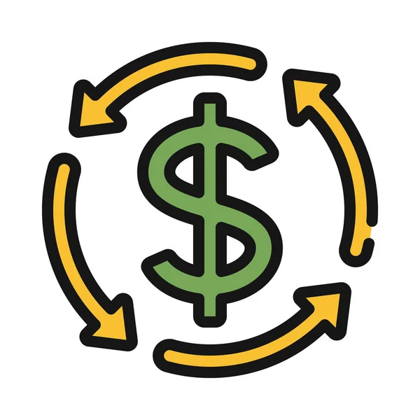 Money Exchange Icon Color Outline Vector — Stock Vector