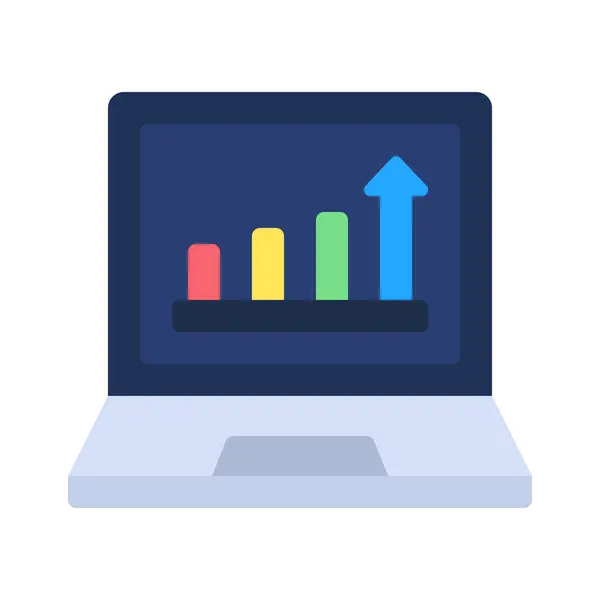 Bar Chart Laptop Web Icon Vector Illustration — Stock Vector