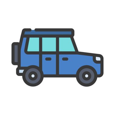 Yedek Tekerlek SUV web simgesi düz tasarım, vektör illüstrasyonu 