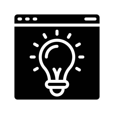 Tarayıcı simgesinde ampul, vektör illüstrasyonu