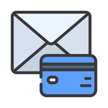 Kredi Kartıyla E- posta, Beyaz Arkaplanda Ayırılmış Simge 