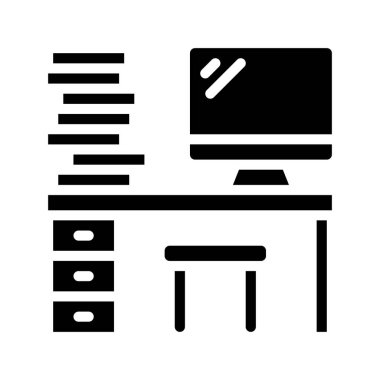 Çalışma Yığını Masa Simgesi Vektör Çizimi Tasarımı