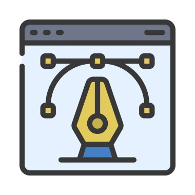 Grafik Tasarım Aracı simgesi, vektör illüstrasyonu 