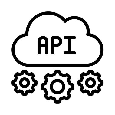 API Bulut Simgesi, Vektör İllüstrasyonu