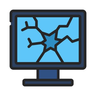 Çatlak Bilgisayar İzleyici simgesi, vektör illüstrasyonu 