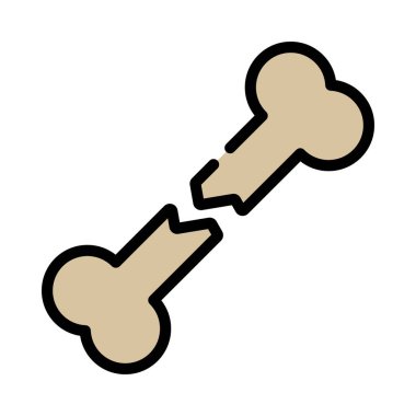 Kırık kemik düz simgesi, vektör illüstrasyonu