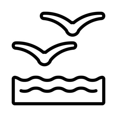 Su üzerindeki martılar yassı ikon, vektör illüstrasyonu 