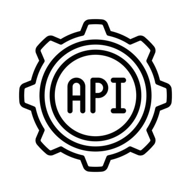 API Cog web simgesi düz tasarım, vektör illüstrasyonu                                       