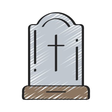 Gravestone web simgesi düz tasarım, vektör illüstrasyonu