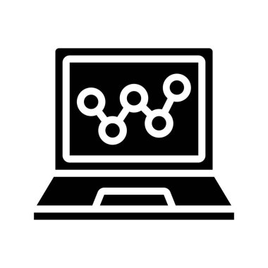 Dizüstü bilgisayar Çizgisi Grafik simgesi, vektör illüstrasyonu 