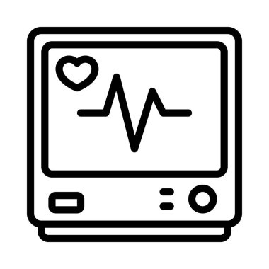 ECG Makine düz simgesi, vektör illüstrasyonu 