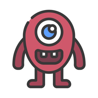 Beyaz arkaplanda canavar tasarımı vektör çizimi 