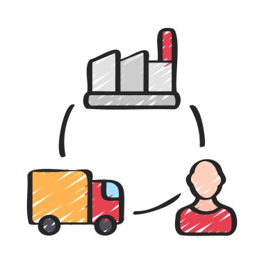 Tedarik zinciri ikon vektör illüstrasyon tasarımı