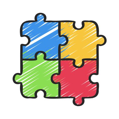 Yapboz parçaları simgesi. Web için basit bulmaca parçaları vektör simgesi çizimi