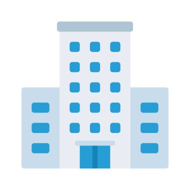 Ofis binası ikonu. Web için vektör simgesi oluşturma taslağı